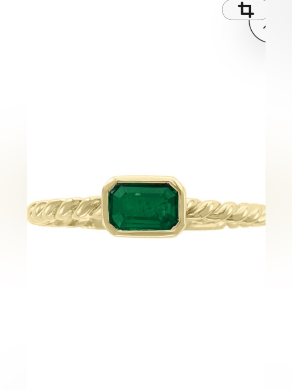 Effy Collection  14KbGold Twisted Band Ring with Emerald Green Octagon Stone